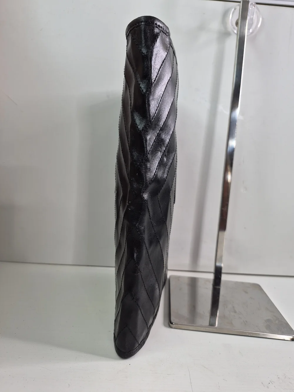 Yves Saint Laurent Black Chevron Leather Clutch - Picture 6 of 11